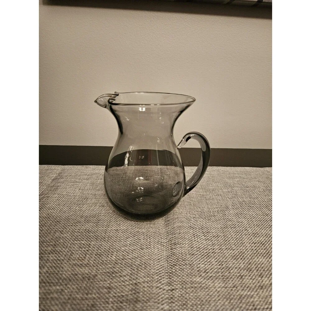 VTG MCM Morgantown Sexton Martini Mixer Pitcher Glass Smoke Gray Lead Crystal